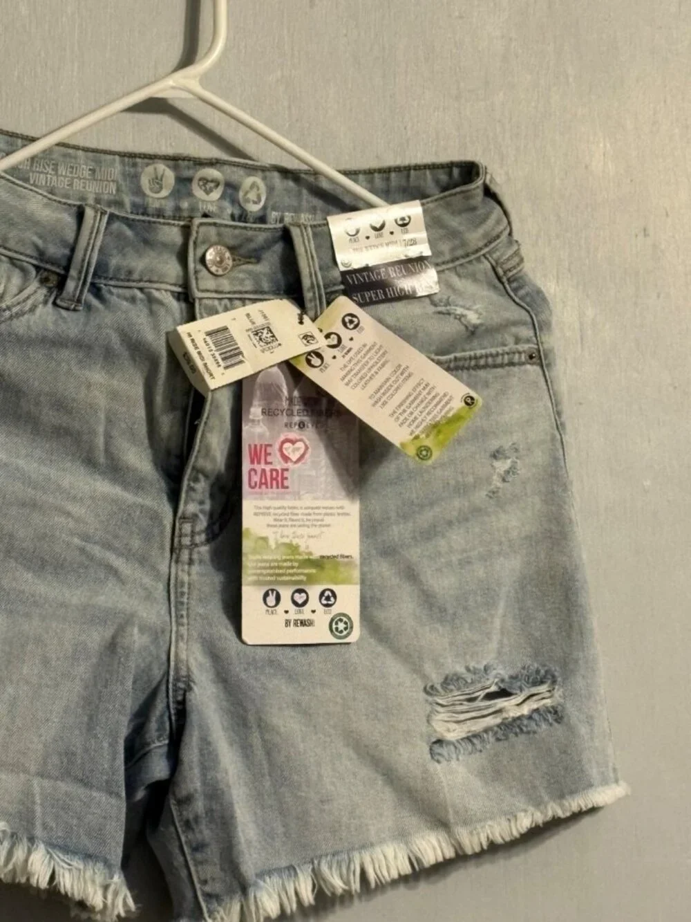 Rewash The Wedge Midi Sz 7/28 Super High Rise Denim Vtg Reunion Distress Shorts